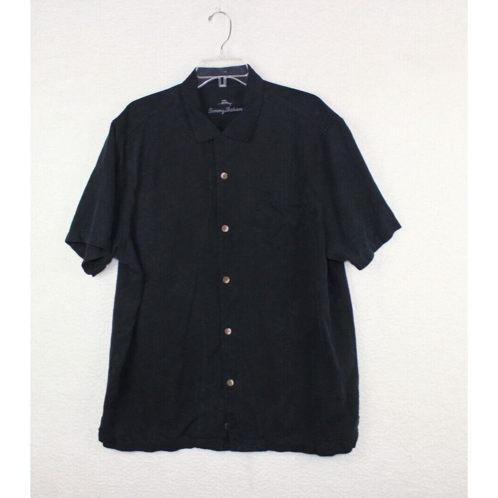 Black Tommy Bahama Silk Print Button Down Shirt Men’s Size Large